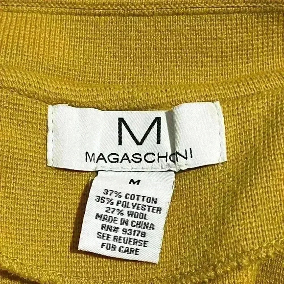 Magaschoni Cotton Wool Blend Cardigan Sweater Womens M Yellow Open Front - Picture 3 of 9